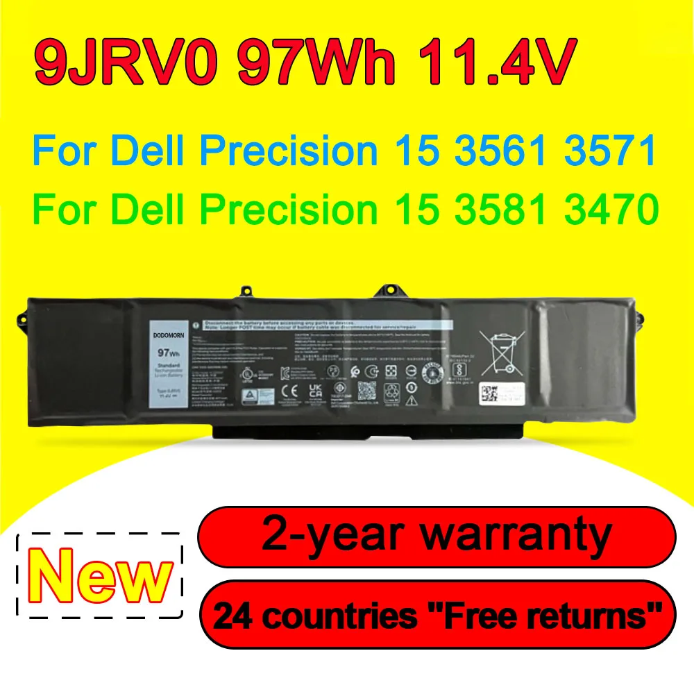 

Аккумулятор 9JRV 0 для ноутбука DELL Precision 15, 3561, 3571, 3581, 3470, 9jrvo 53XP7, 053XP7, 11,4 в, 97 Втч, 8071 мАч, в наличии, быстрая доставка