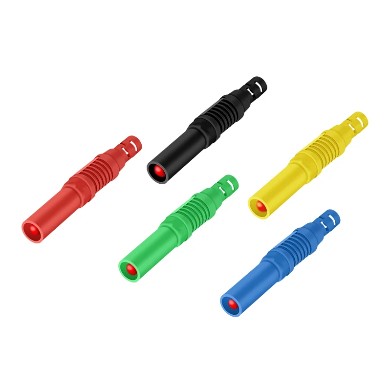 5pcs/lot 4mm Safety Shrouded Banana Plug Solder In Line DIY Assembly Test Leads Multimeter Electrical Connectors