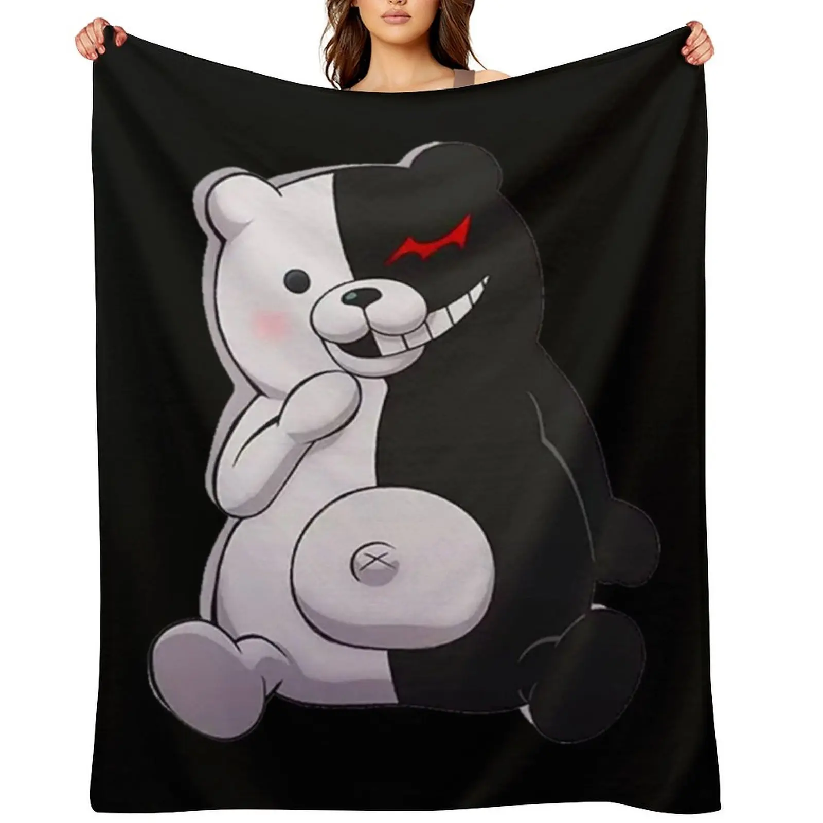 

Monokuma and Monomi Sticker Throw Blanket Large Warm Sofas Cute Blankets
