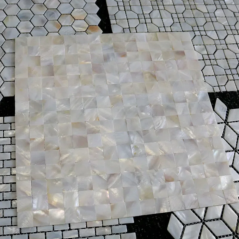 Shell Mosaic Tile Natural White Mother of Pearl Wall Backsplash Bathroom Tiles MOP191 sheet