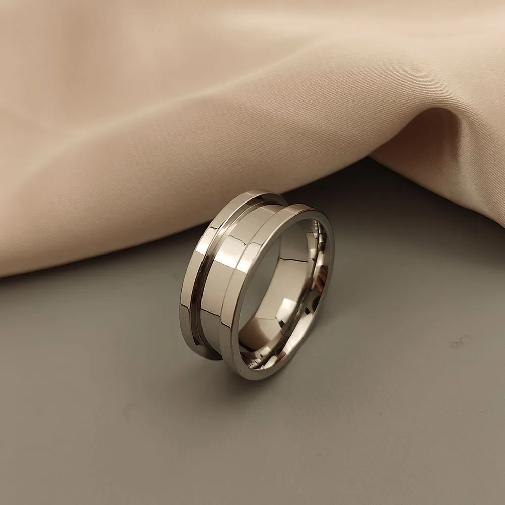 Original - Concave design stainless steel finger ring, high quality waterproof jewelry, gift from friends