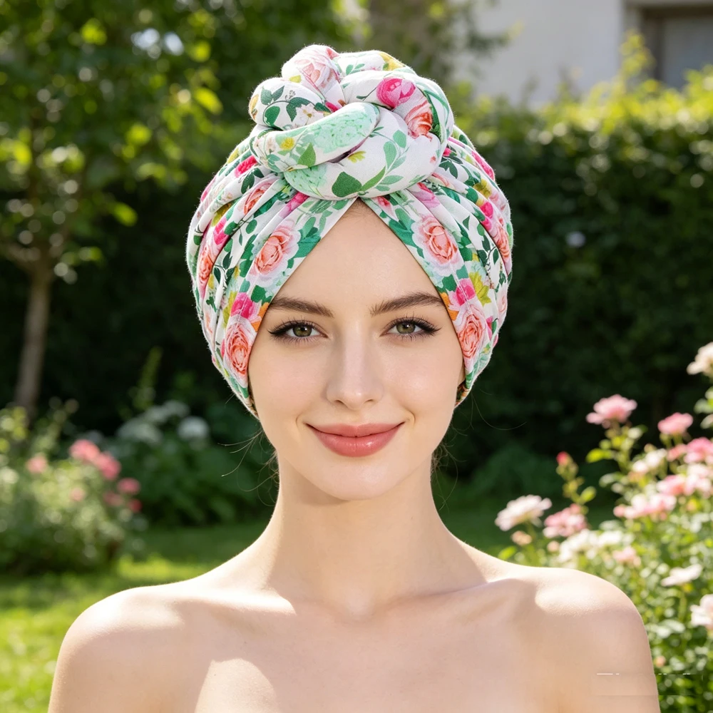 

African Women Pre Made Knotted Turban Hat Muslim Hijab Bonnet Soft Head Wrap Bandana Daily Chemo Cap Hair Loss Headscarf