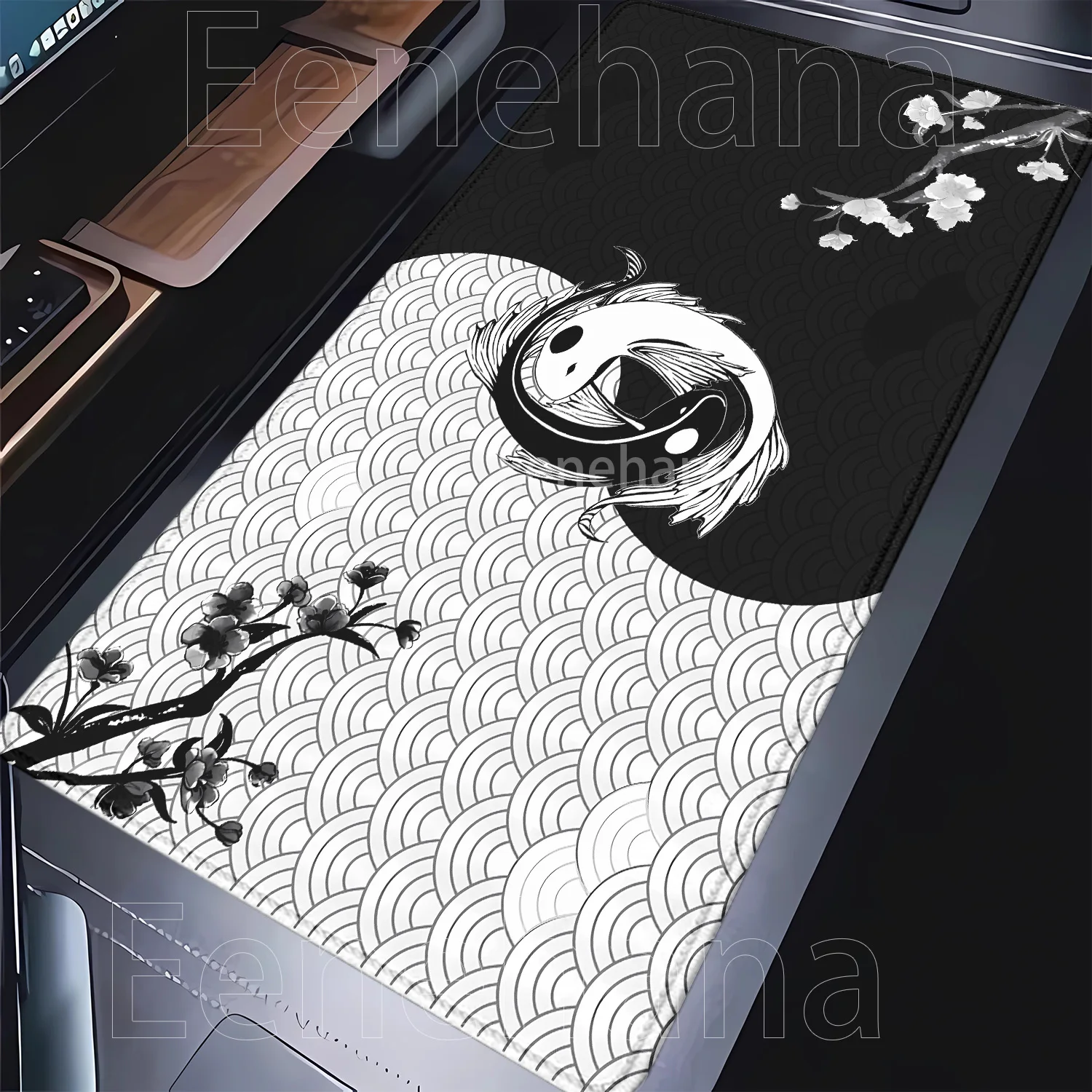 HD Printing Koi Taichi Fish Gaming Yin Yang Mouse Pads Neutral Table Mats Computer Big Mousepad Company Large Gamer XXL Desk mat