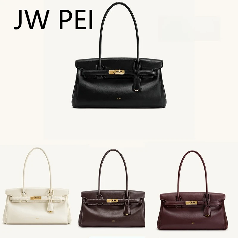 

JW PEI 2026 Large Capacity Breadstick Bag Women's Soft Leather Underarm Handbag, Trendy Lock Buckle Small Design Shoulder Bag