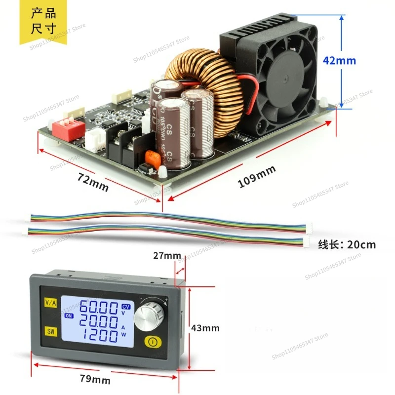 For High-power Adjustable Step-down Power Supply Module DC 60V20A WIFI Remote APP Communication Switching Power Supply