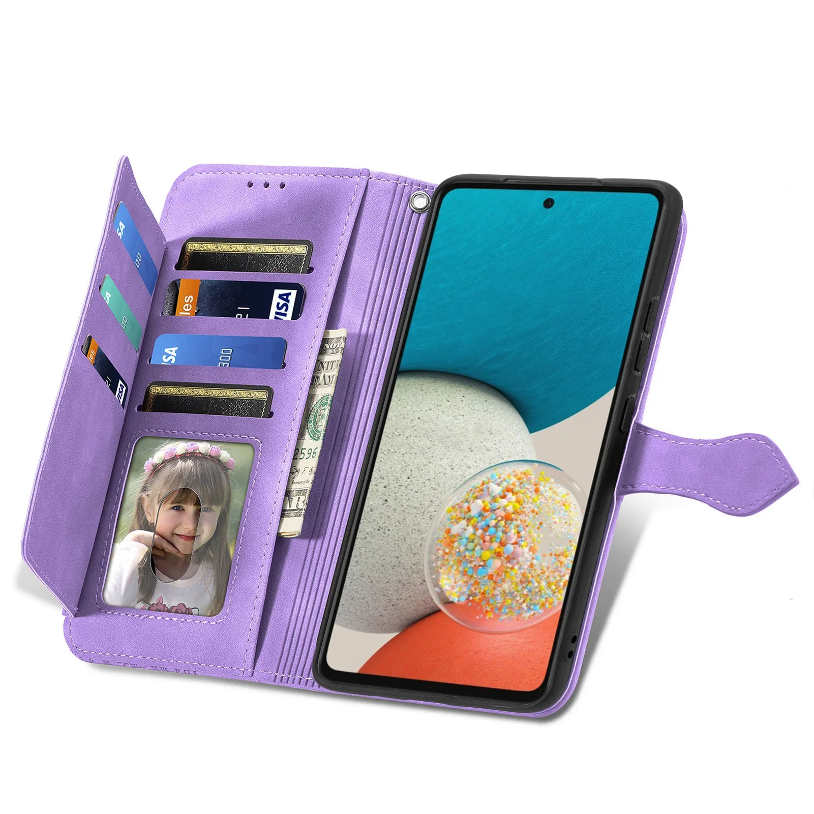 Leather Lanyard Zipper Wallet Cards Solt Case For Samsung Galaxy A55 A15 A14 A24 A34 A54 S23 S24 Ultra S22 S21 Crossbody Cover