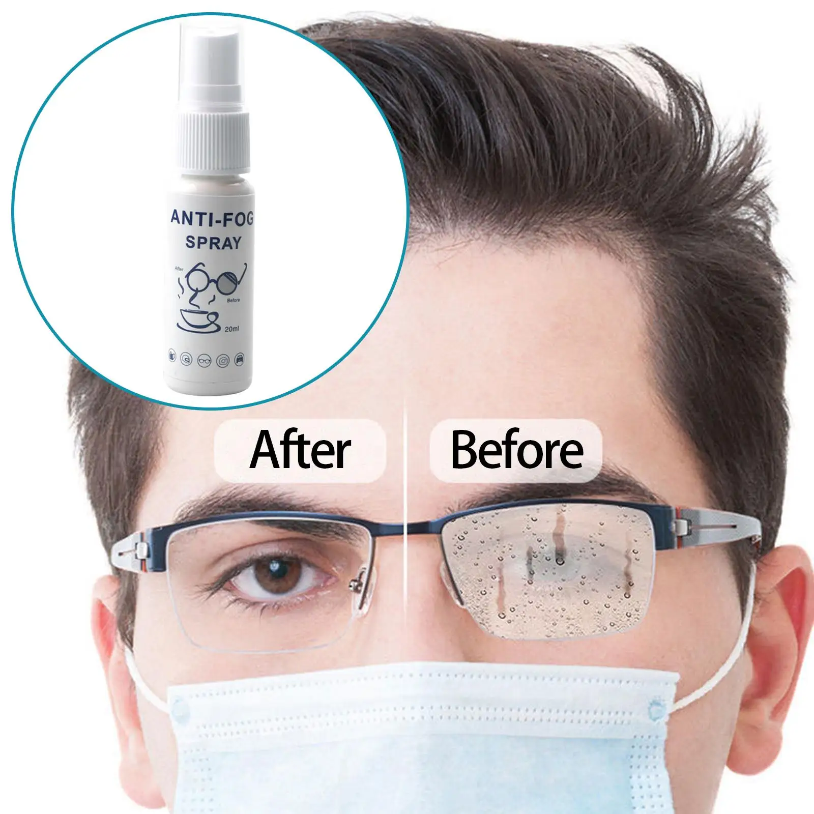 Anti Fog Spray for Glasses, Lens Cleaning Spray 20ml Multi Use Glasses Defogger