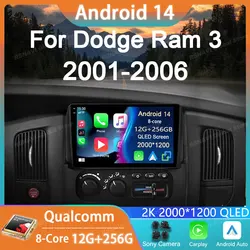 Car Radio Android 14 For Dodge RAM 1500 2500 3500 2002 - 2005 GPS Carplay Multimedia Player Navigation Stereo Auto DSP Head Unit