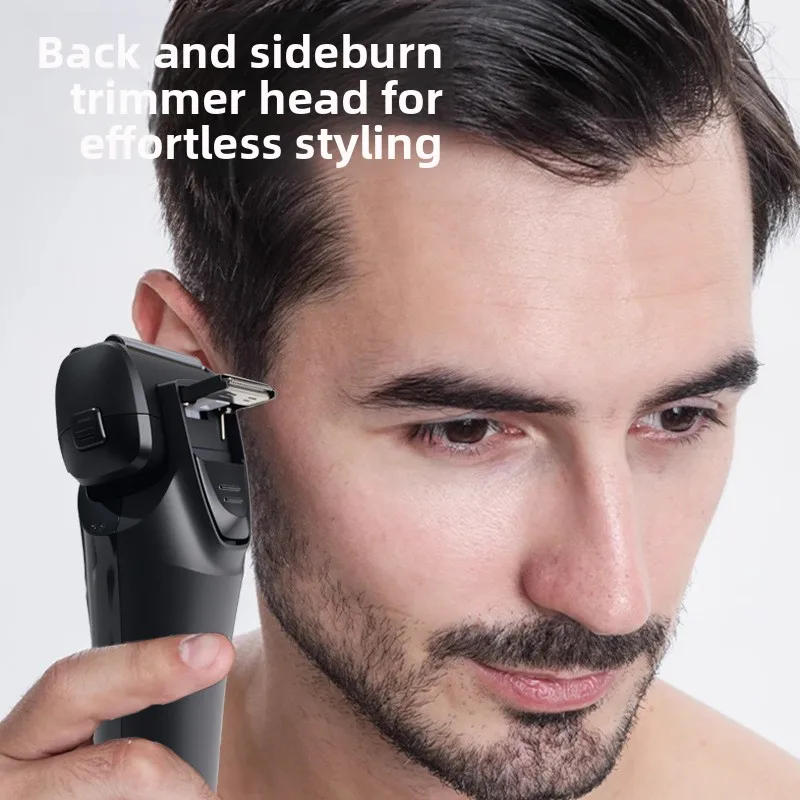 ماكينة حلاقة كهربائية 3 شفرات مقاومة للماء وقابلة لإعادة الشحن مع شاشة رقمية لقاطع السوالف منبثقة