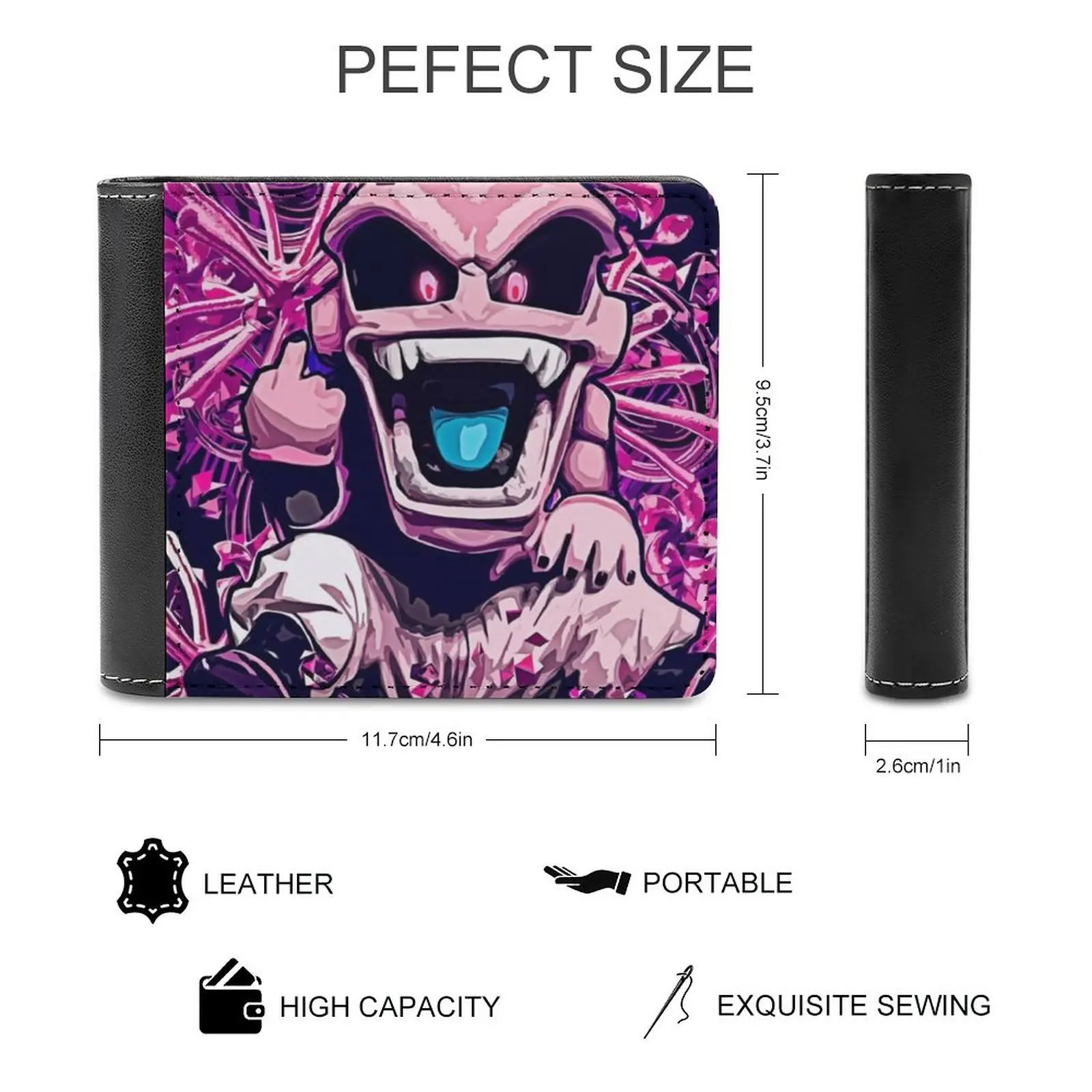 Funny Kid Buu Men's Wallet Purses Wallets New Design Dollar Price Top Men Leather Wallet Kid Buu Majin Pink Funny Esports