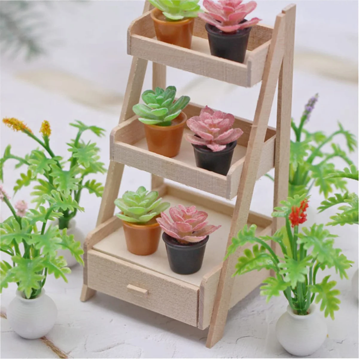 A71P 10 قطعة نبات اصطناعي صغير زينة مصغرة زهرة ديكور ملحقات صغيرة أواني صغيرة نباتات صغيرة نبات صناعي #5