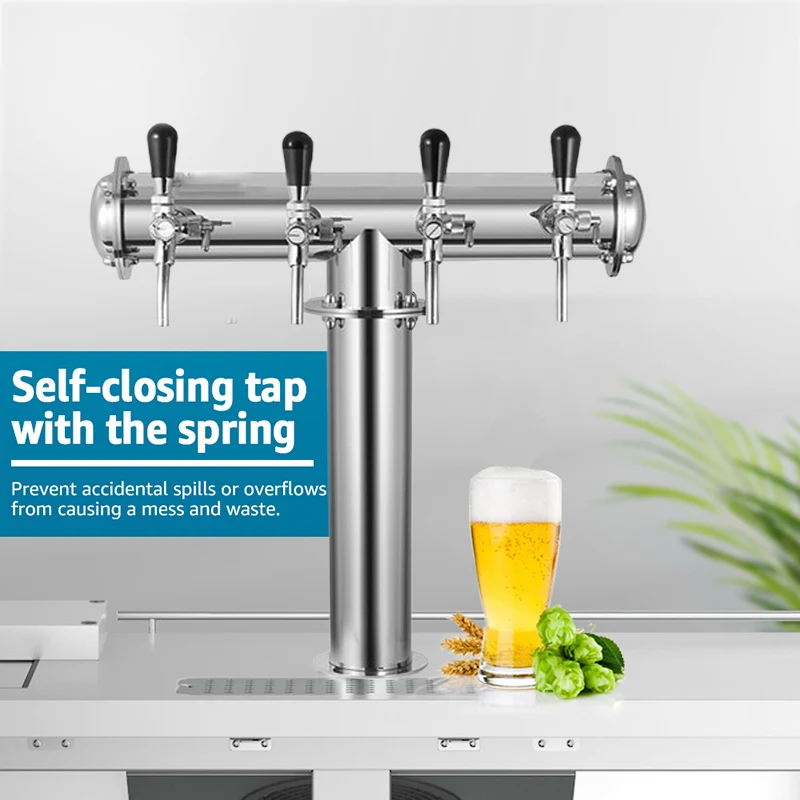 برج بيرة من النوع T بأربعة اتجاهات، موزع بيرة عمود البيرة المنزلي مع خيط داخلي 5/8