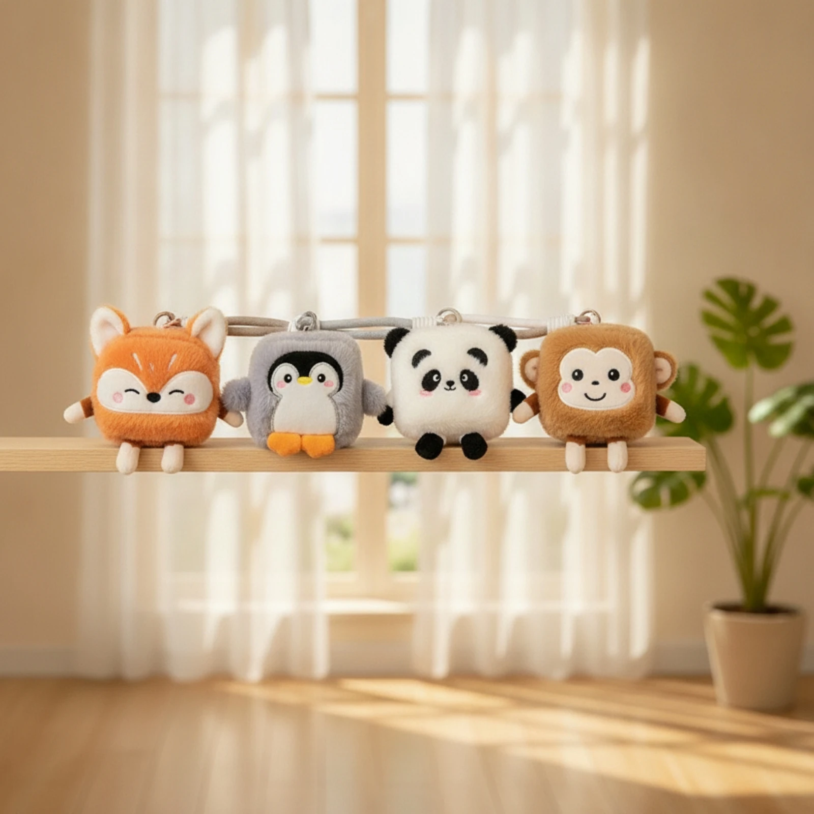 Soft Toy Charm with Loop Fuzzy Soft Toy Keychain Pendant Small Toy Compact for Students, Backpacks, Handbags