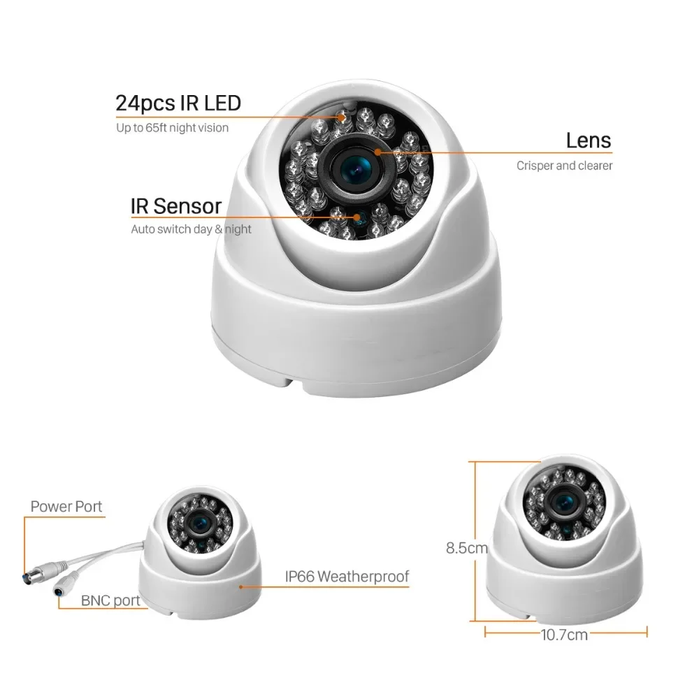 Vanxse CCTV 1/3 CMOS 1000TVL 24LEDs IR-CUT D/N Indoor Dome Audio Security Camera Microphone Surveillance Camera