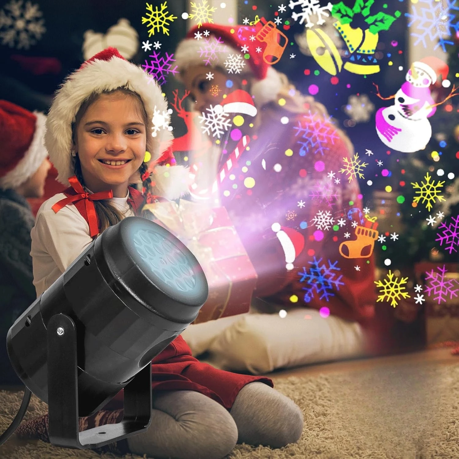 눈송이 크리스마스 레이저 프로젝터 조명, 16가지 패턴 방수 회전 크리스마스 LED 무대 조명 크리스마스 장식