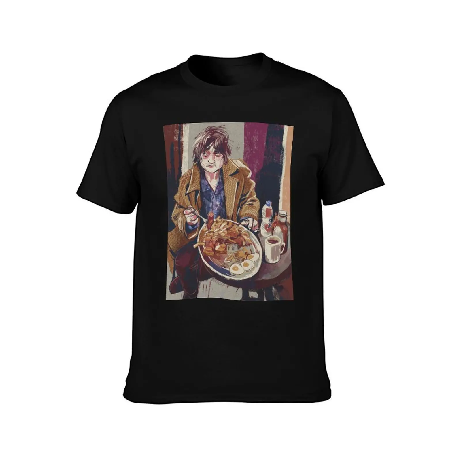 Pete Doherty Demolishing a Large Breakfast T-Shirt, Summer Casual Cotton Tee, Oversized Streetwear Tops, Vintage Graphic Print