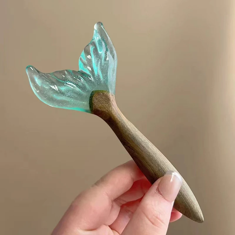 

2025 New Chinese Style Green Fish Tail Hair Sticks Hairpin Coiled Hair High-End Hanfu Hair Accessories Ancient Women Hair Tool