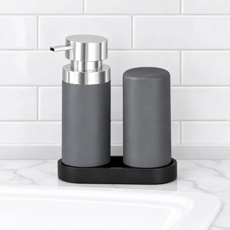 Kitchen detergent hand sanitizer 2-in-1 soap dispenser sink countertop squeeze bottle