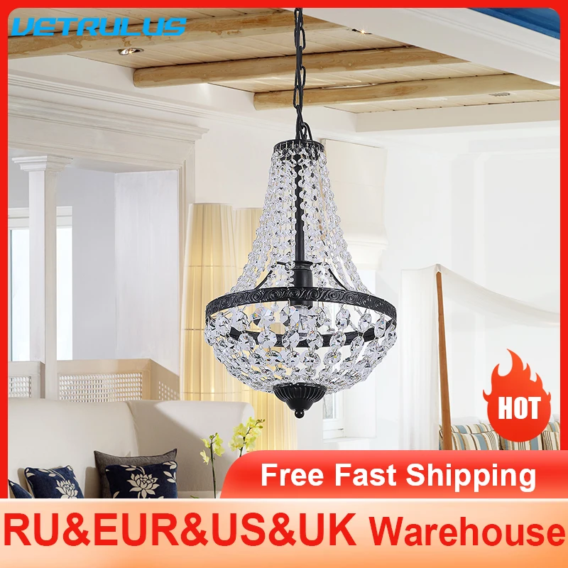 Modern Pendant Light Luxury Crystal Ceiling Lamp Chandelier Led Nordic Dining Living Room Decor French Basket Lustre Fixture