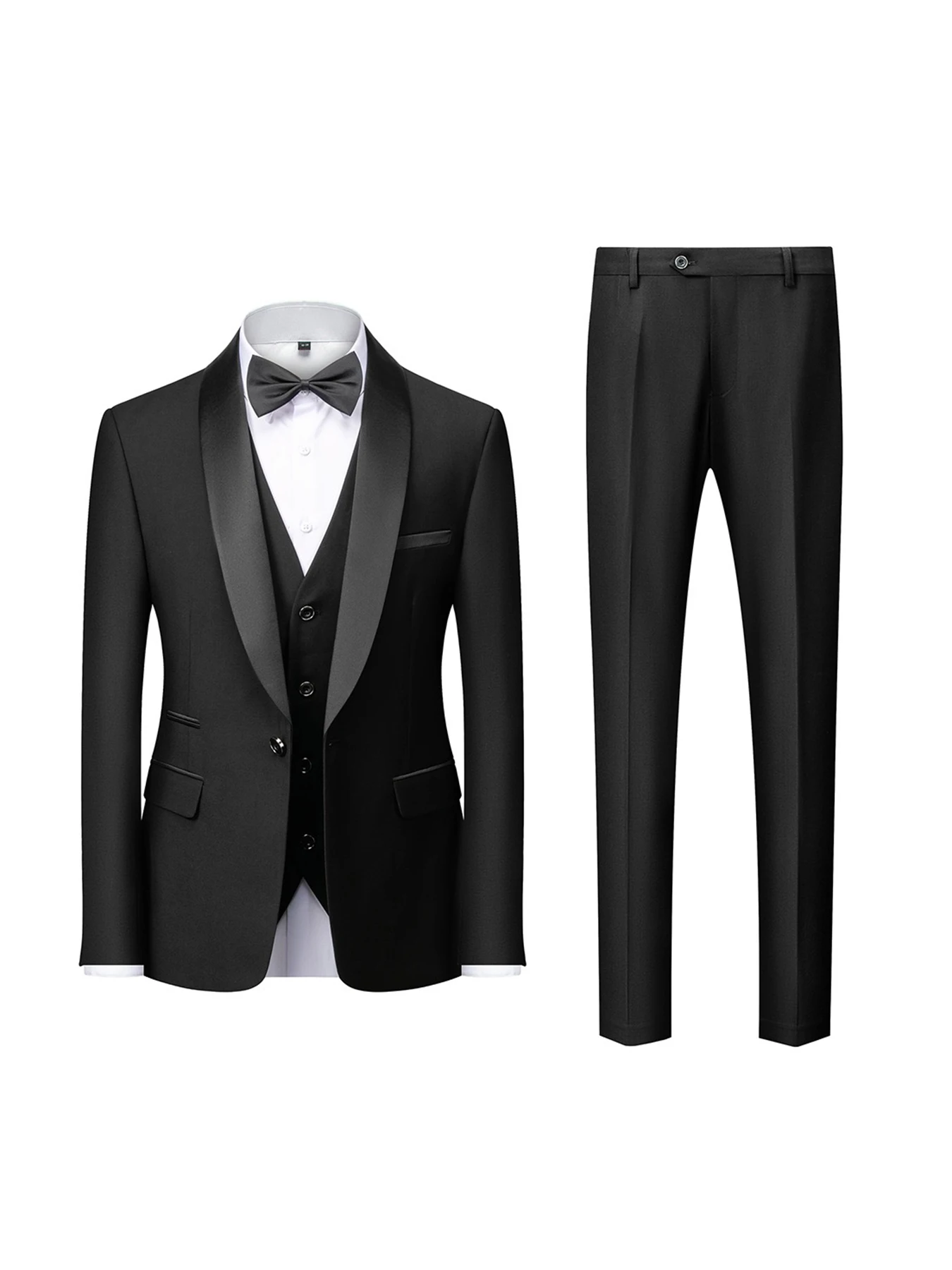 Men\'s suit green collar formal dress wedding three-piece suit orthodox suit vest pants