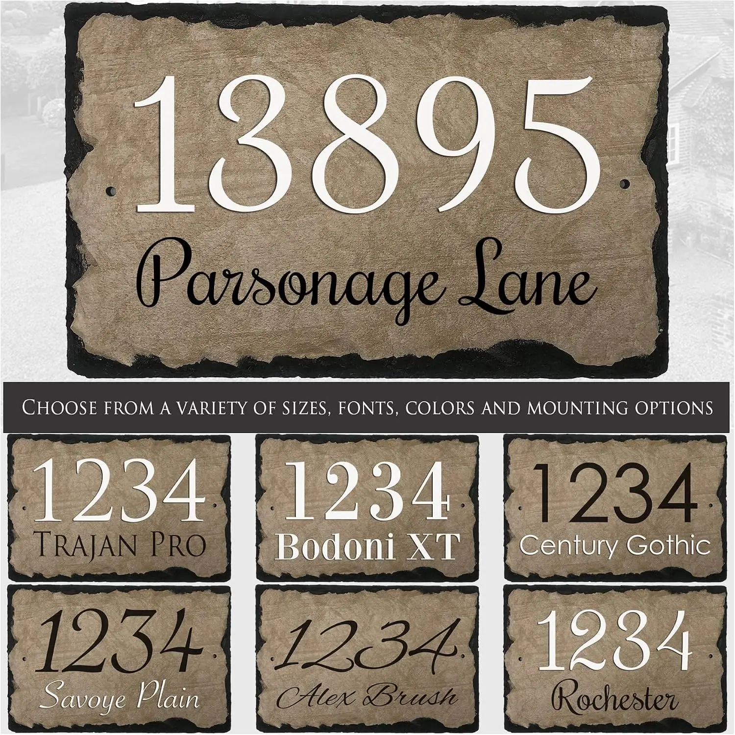Custom House Number Slate Address Plaque Outdoor Wall Sign
