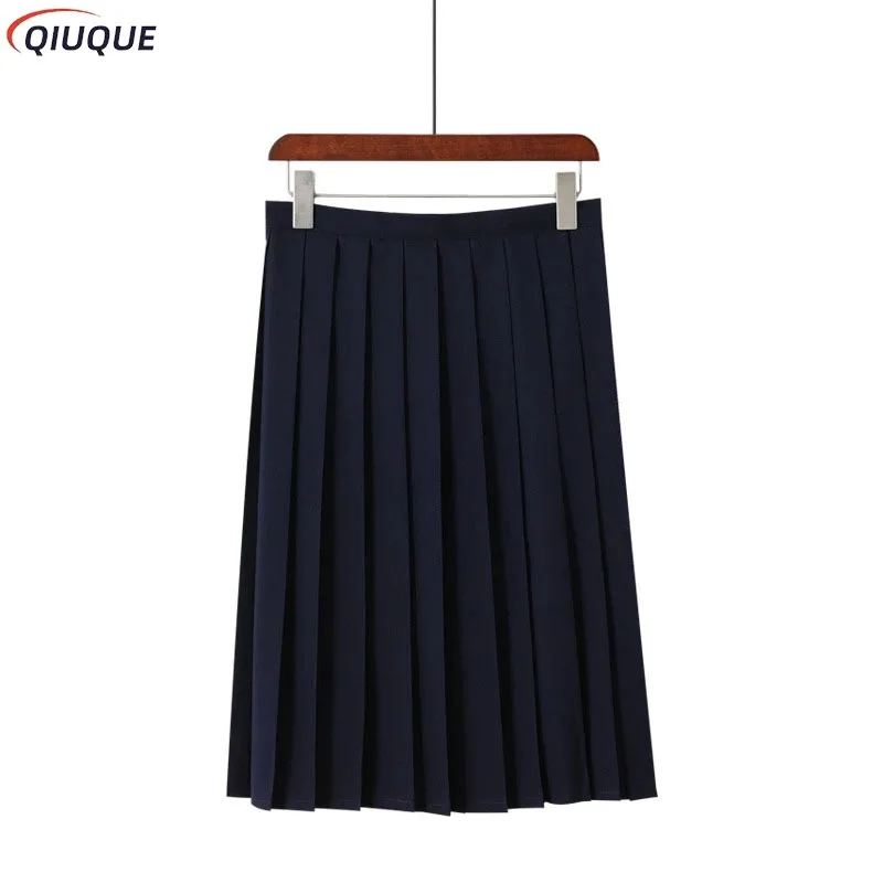 

2025 11, черные/темно-синие плиссированные короткие длинные женские летние юбки JK с высокой талией, модная студенческая униформа