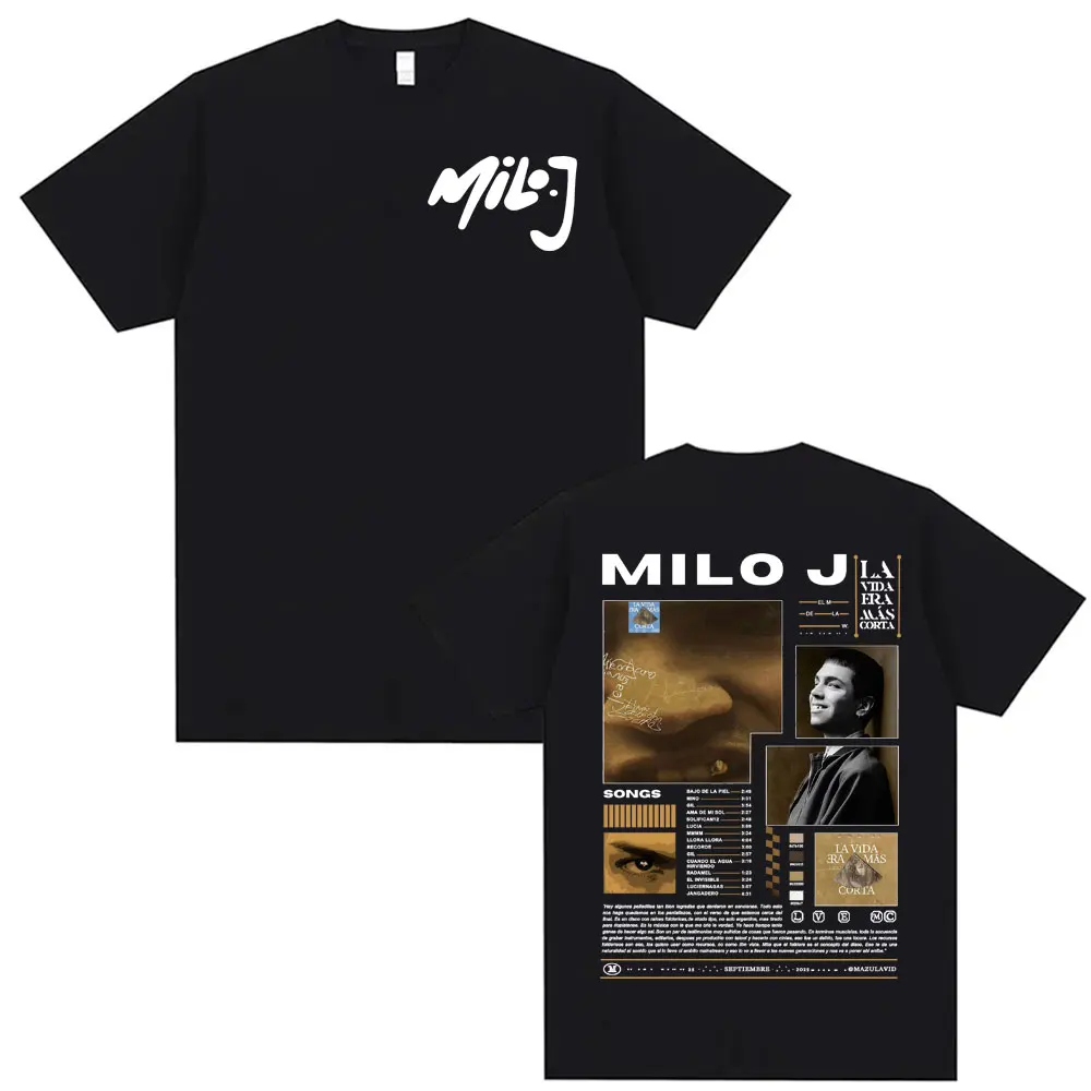 

Рэпер Milo J Music Album 2025 Tour Merch Футболки Мода Хип-Хоп Уличная Поп Музыка Футболка Мужчины Женщины Повседневная Футболка из 100% хлопка
