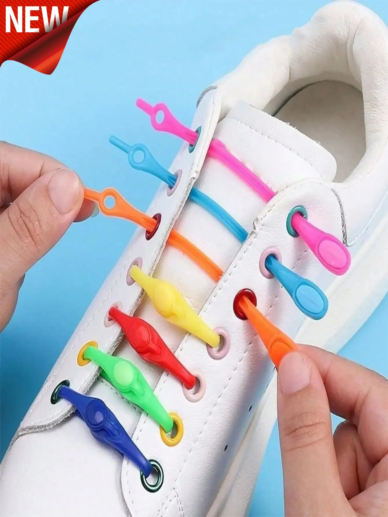 

No Tie Elastic Silicone Shoelace Buckles 12pcs, Slouchy Lazy Shoelace Fasteners, Shoe Clips For Sneakers Daily Wear