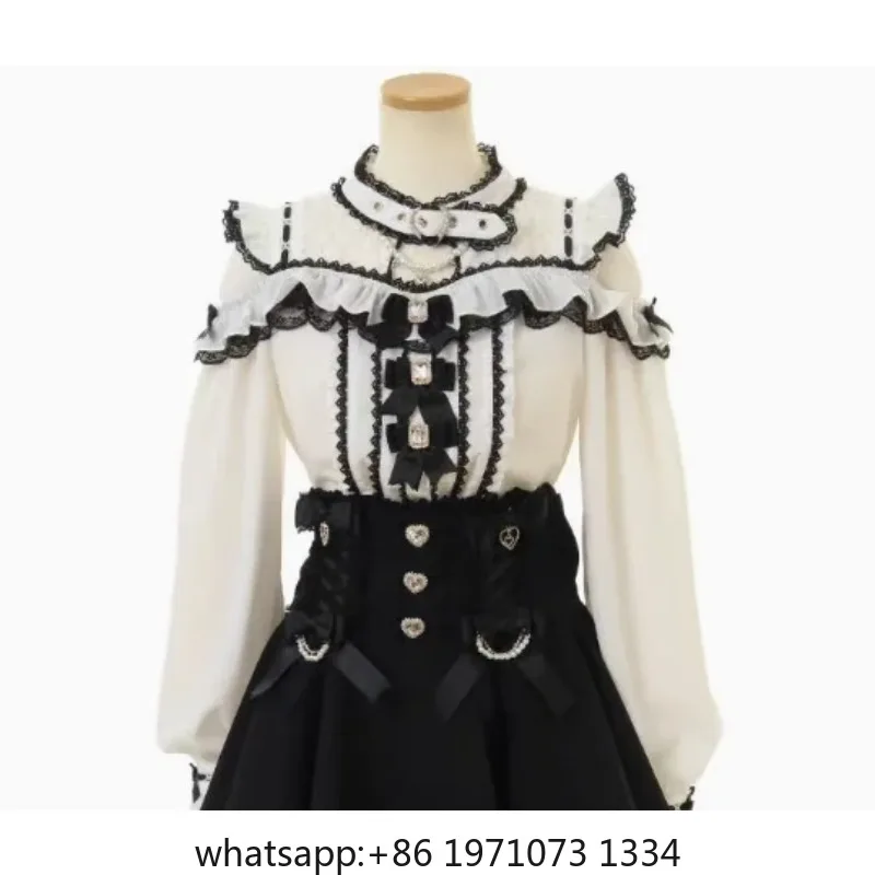 Liz Shirt Blouse Women 2026 Spring and Summer New Mine Off-the-shoulder Long-sleeved Blouses Lolita Sweet Bow Chiffon Shirt Top