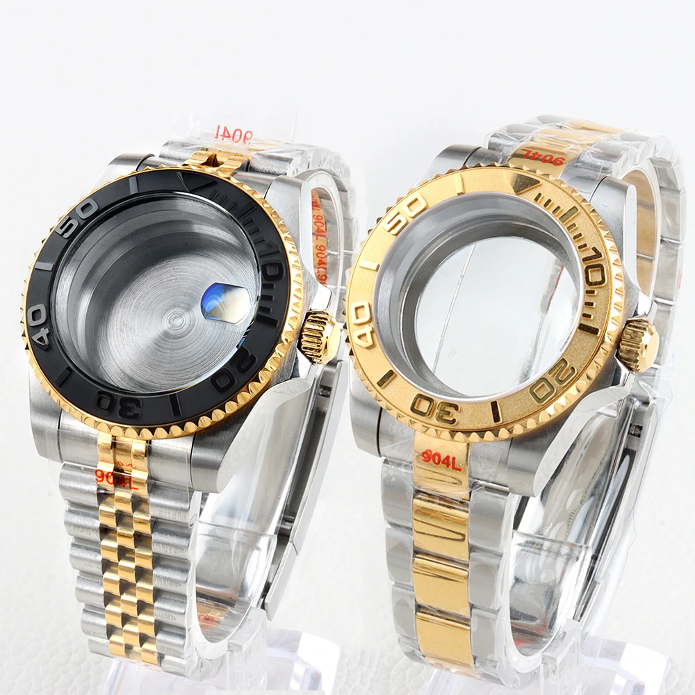 

Gold 40mm NH35 Watch Case Sapphire Jubilee/Oyster Strap for GMT Yacht-Master 28.5mm Dial NH34 NH35 NH36 NH38 Movement Waterproof