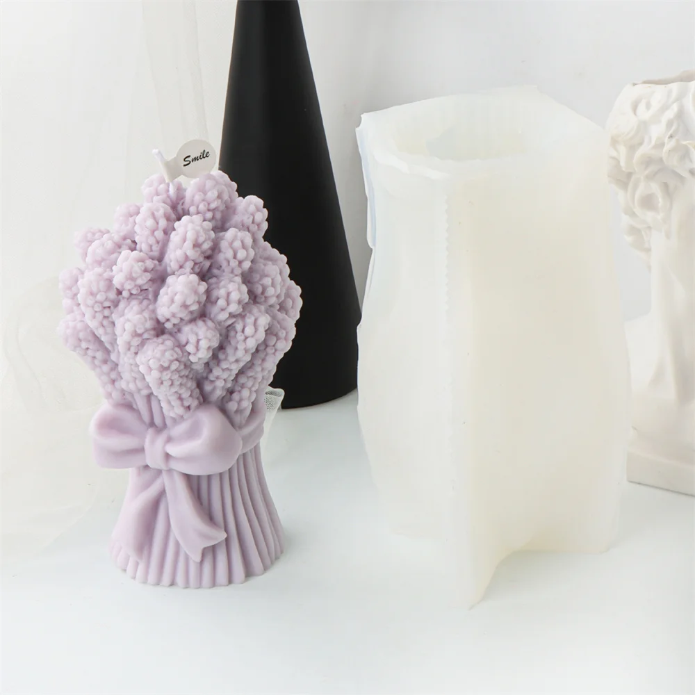 1PC Lavender Bouquet Silicone Candle Mold Flower Bouquet Mold Floral Candle Silicone Molds Scented Candles Flower Moulds