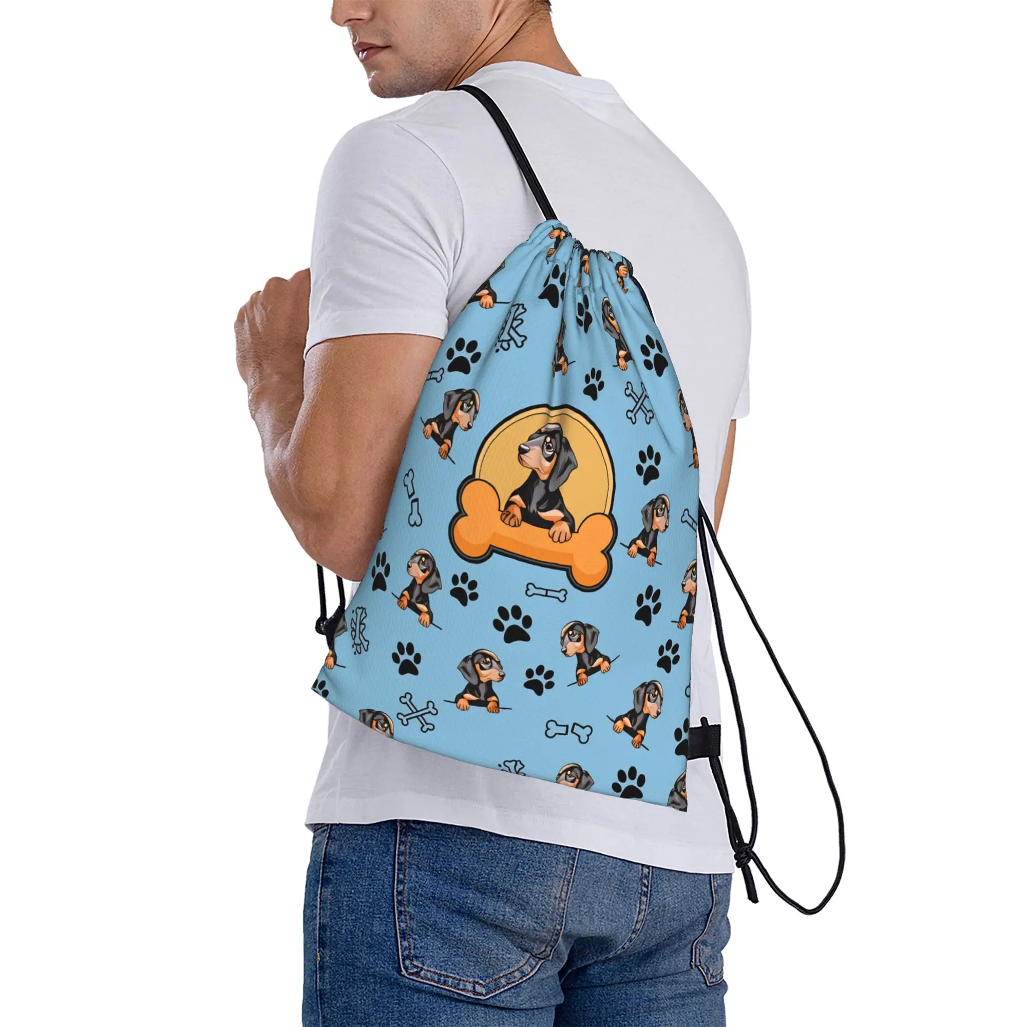 Drawstring Bag Dachshund Backpacks  Folding Folding Sports Yoga Sackpack String Bags For Women