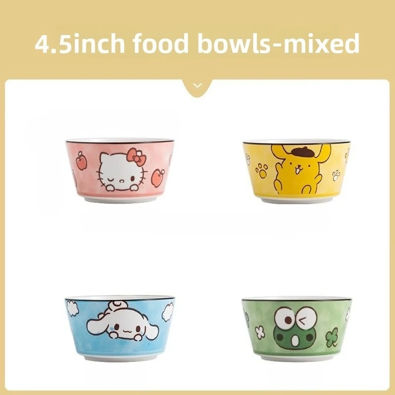 4.5in مرحبا كيتي الأطفال وعاء سيراميك لطيف الكرتون الإبداعية وعاء الأرز سميكة أدوات المائدة للحلوى سلطة السلطانيات سانريو #6