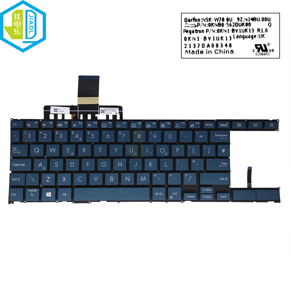 Imagem -04 - Teclado Retroiluminado para Asus Zenbook Duo 14 Teclas Azuis para Ux482 Ux482ea Ux482eg Ux482ear Ux482egr Árabe Eua Reino Unido