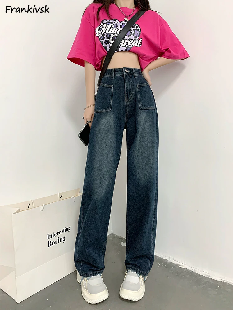 

S-5XL Jeans Women Vintage Nostalgic Hotsweet All-match Korean Style Denim Trousers Schoolgirls Autumn High Street Youthful Daily