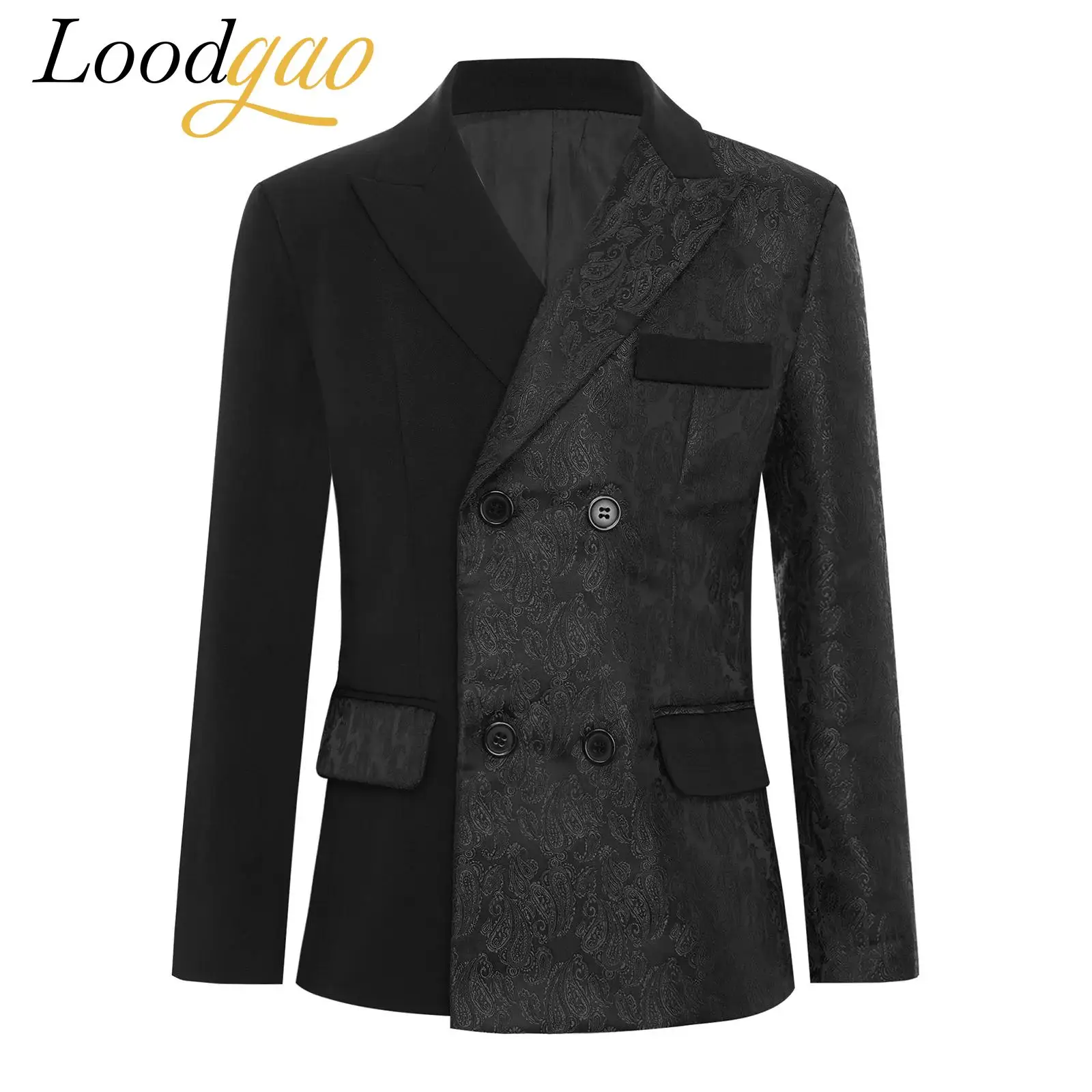 

Boys Prince Costume Long Sleeve Suits Jacket Floral Coat Holiday Festive Coats Dance Outwear Stage Performance Party Clothing