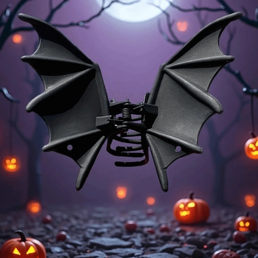 

Alternative Fashion Gothic Halloween Hair Claw Alloy Cosplay Bat Wings Ponytail Holder Matte Black Headdress Shark Clip Festival
