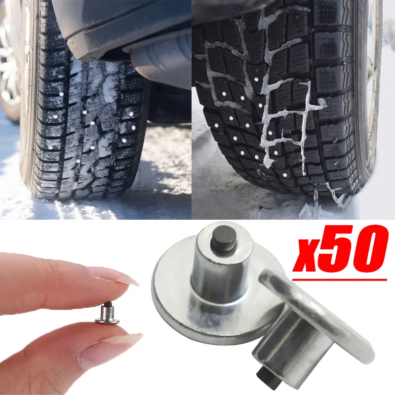 50Pcs Car Tires Anti-Slip Snow Spikes Winter New Universal Snow Tire Studs Motorcycle Truck SUV Tyre Snow Spikes Car Accessories