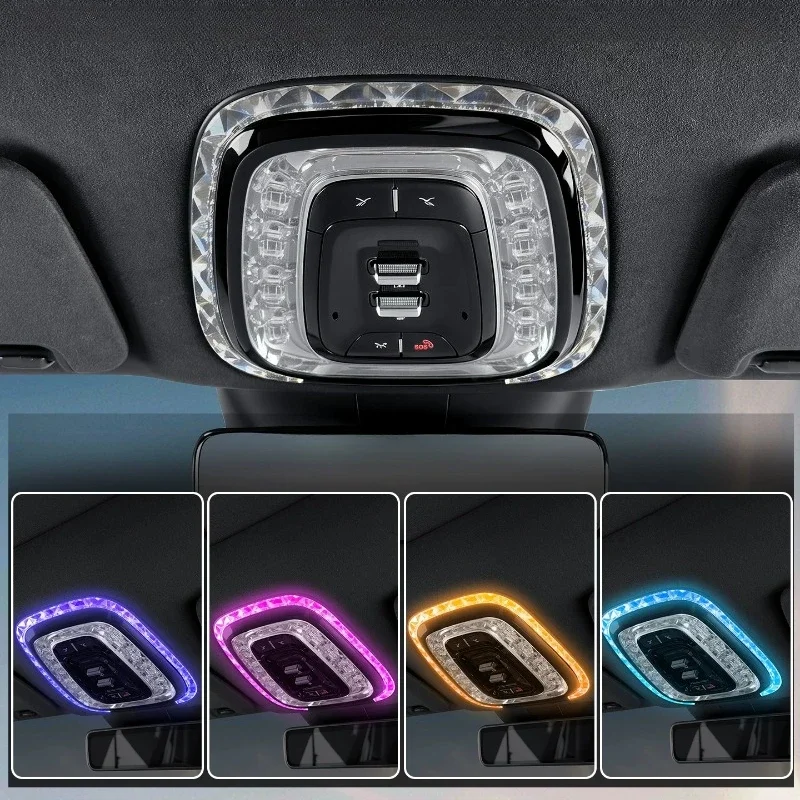 Ceiling Crystal Reading Light Frame Ambient Light Trim For Zeekr 8X/9X Car Interior Decoration Modification Accessories Supplies