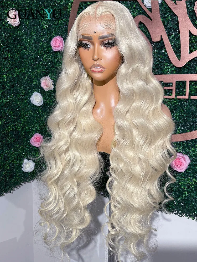 #60 Color Platinum Ash Blonde Lace Front Wigs Human Hair White 13X6 HD Transparent Lace Frontal Wig For Women