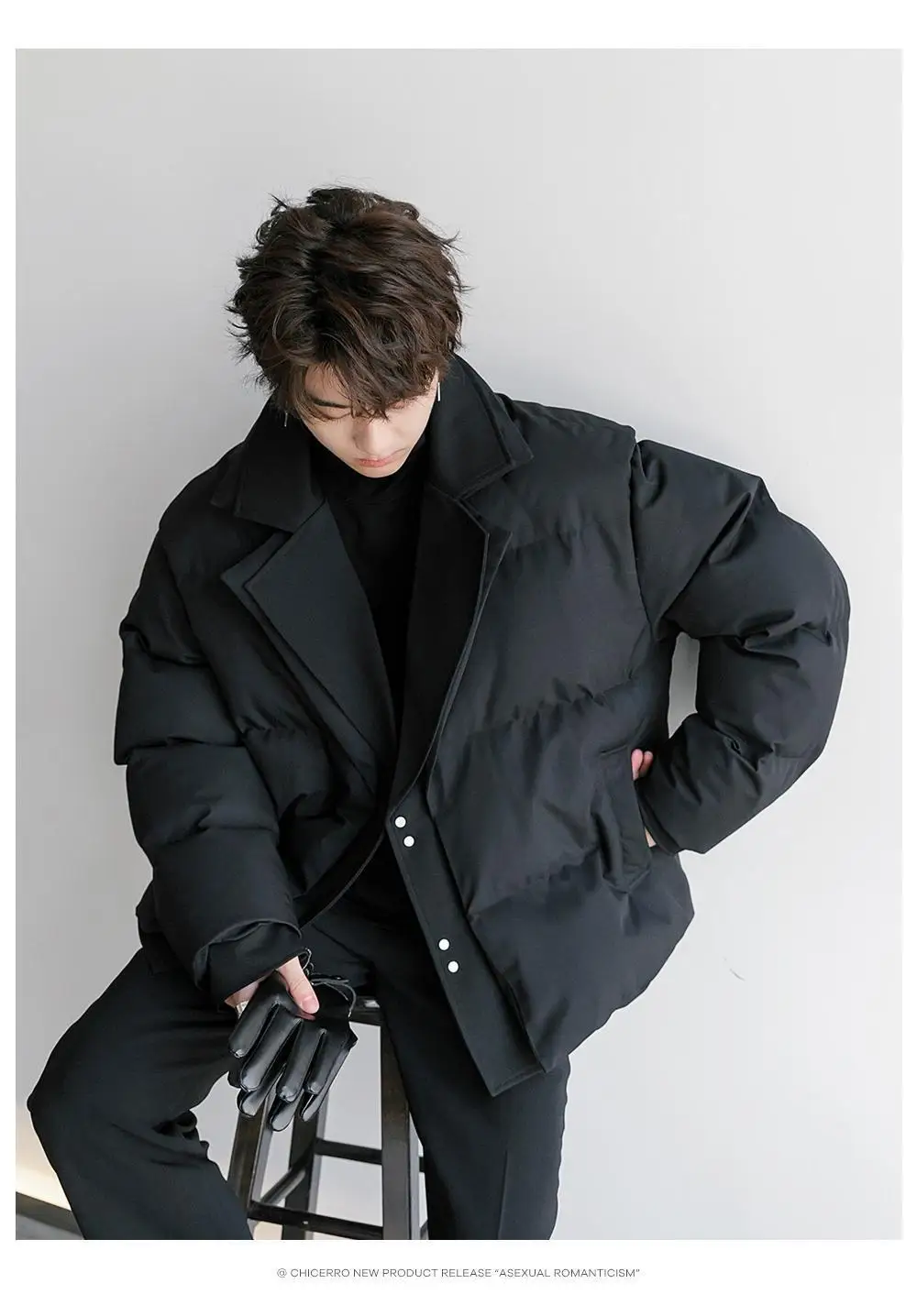 2026 Winter Fashion Solid Color Warm Parkas Men New Loose Cotton-padded Jackets Male Short Fake Two Piece Casual Coats C970