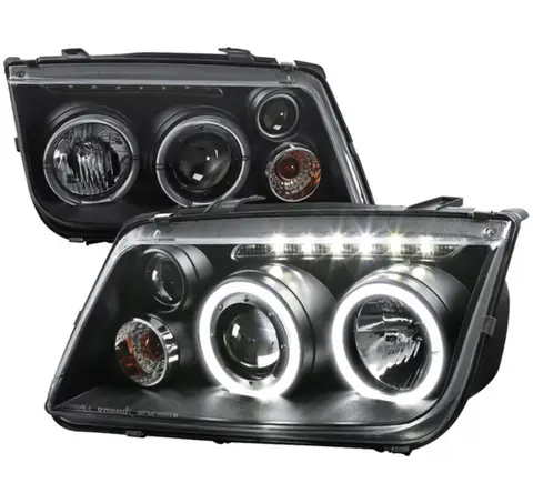 Hot-selling Front light Dual Halo Projector Headlights w/ LED Light Strip FOR 1999-2005 Volkswagen Jetta/Bora Mk4 (Black/Clear)
