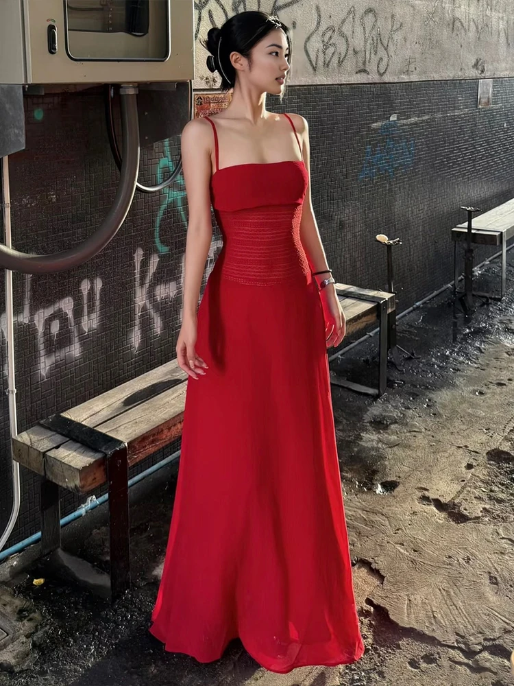 Sukienka Nibber Hollow Maxi Damska Bez Rękawów Z Marszczeniami, Łączona Siateczką, Z Dekoltem, Dopasowana, Elegancka, Idealna na Wakacje, Plażę, Imprezę, Modna Sukienka Vestidos
