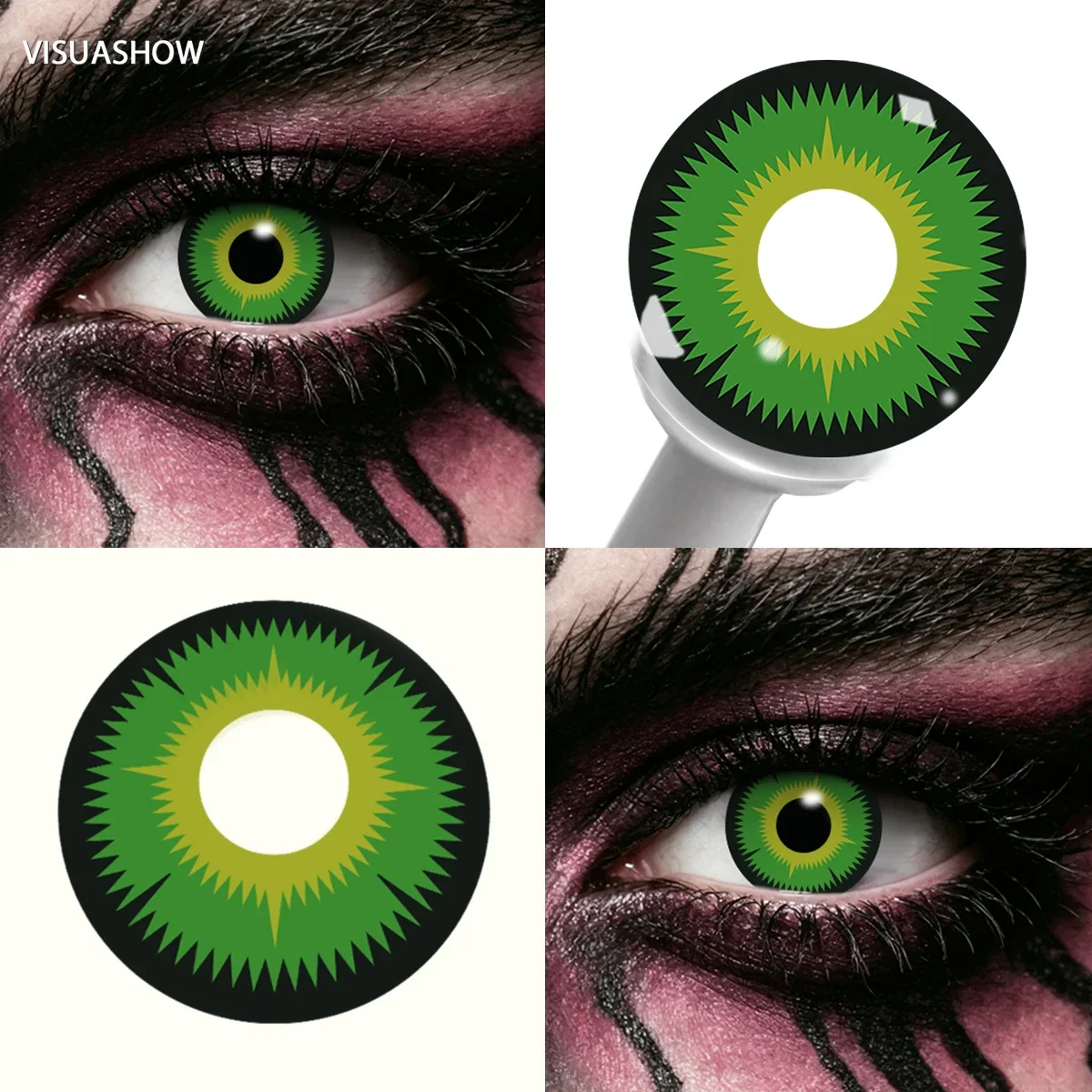 Lalens Grüne Anime-Cosplay-Farbkontaktlinsen, 1 Paar, 14,2 mm, Kosmetiklinsen für Cosplayer, Halloween, Weihnachtsfeier, Kostüm, Augen-Make-up – Detail 30