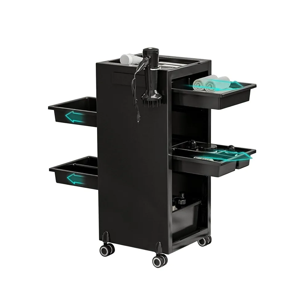 Salon Trolley Cart, 4 Drawers & 2 Storage Baskets, Salon Tool Storage Cart,Multipurpose Tool Salon Cart for Hair Stylist