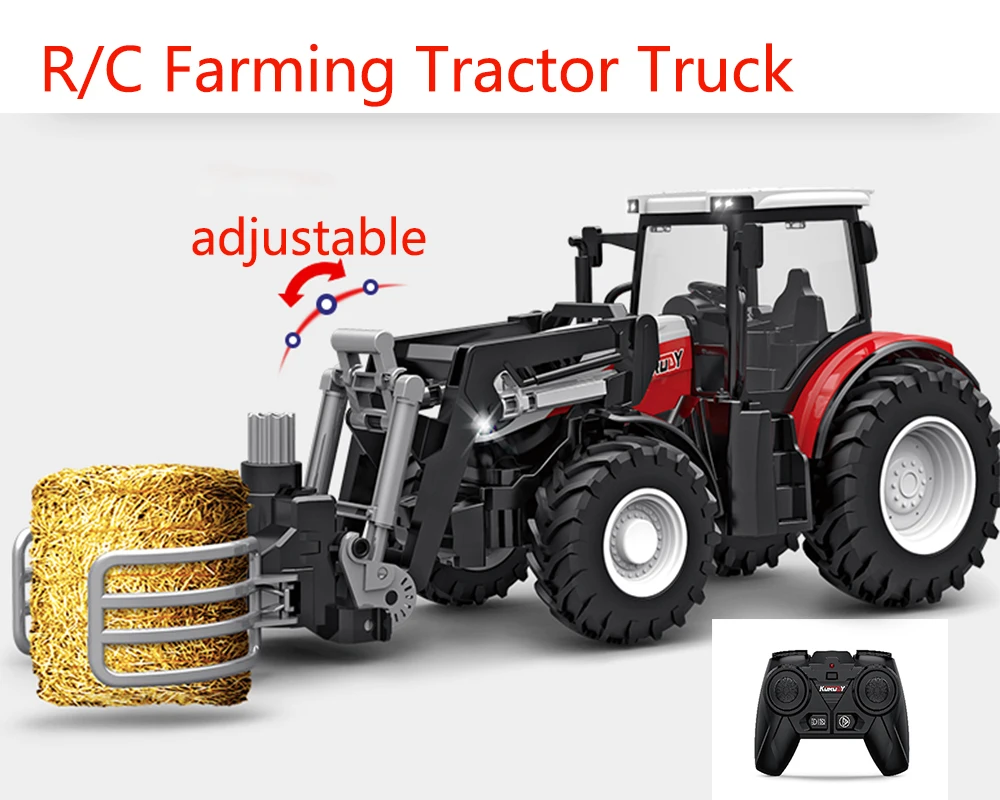 1/24  Remote Control Tractor Trailer 2.4G RC Tractor Simulated Engineering Construction Truck Model Toys Farming Machine