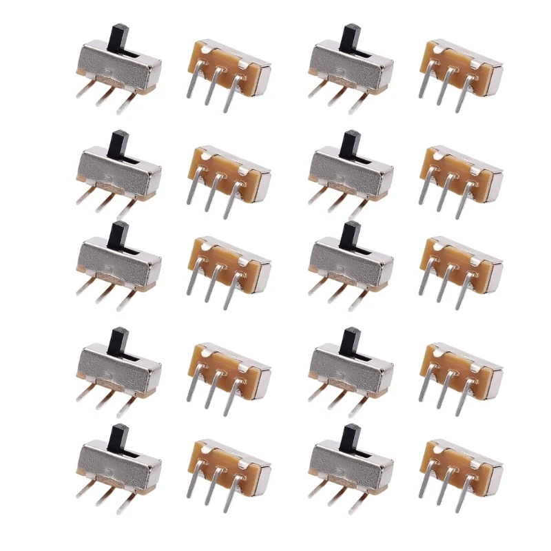 02DC Electronic Slide Switches 20 Count, SS12D005 Small Toggle Switches, 3 Pin 2 Position Board Mount Part for Soldering, Panel