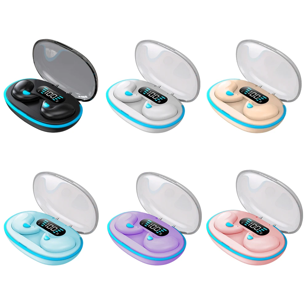 X55 Sleeping Earbuds Wireless Mini Headphone Bluetooth-Compatible 5.3 Stereo Headset with Mic HD Call Waterproof Sports Earphone