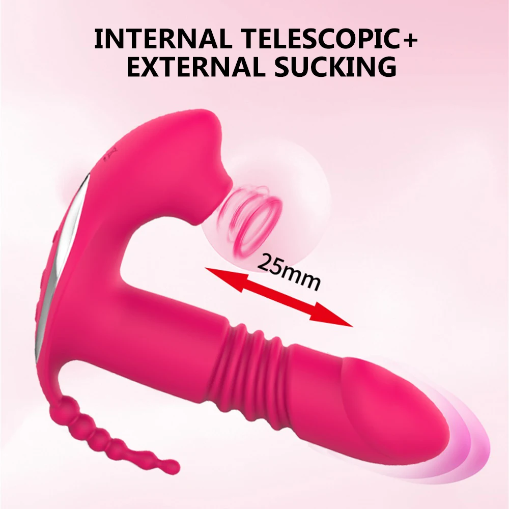 Sucking Clitoris Vibrator Women 3 In 1 Telescopic Wireless Control Clit Sucker 12 Speeds Female Wearable G-Spot Anal Stimulator