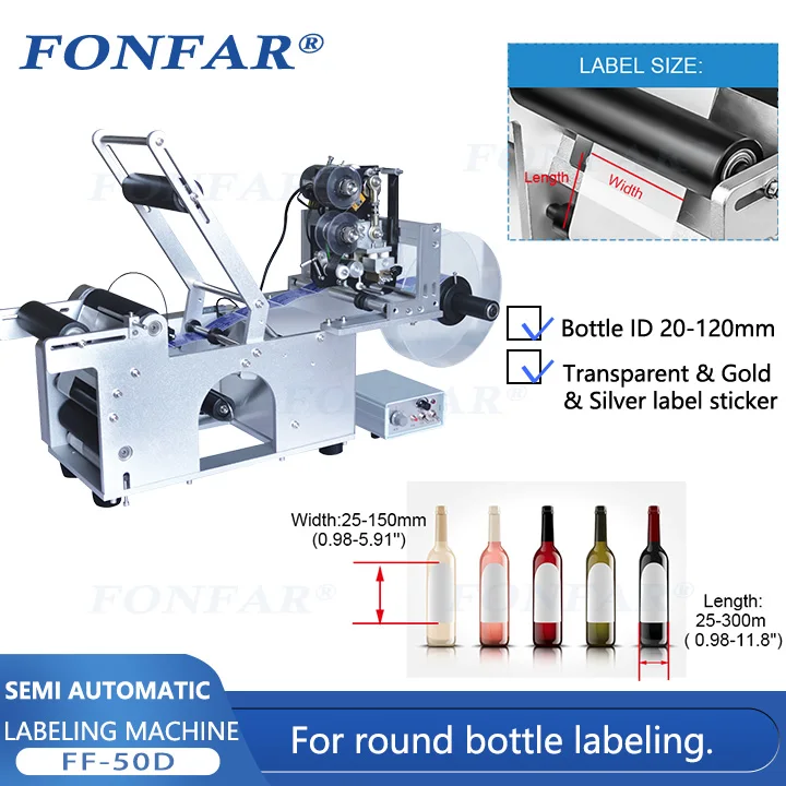 LT50D Desk Top Mini Manual Bottle Labler Coding Price Tagger Sticker Labeling Machine For Small Round Bottles Per